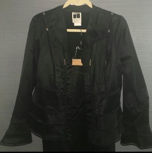 Tadashi satin Suit with Net Sheer Details